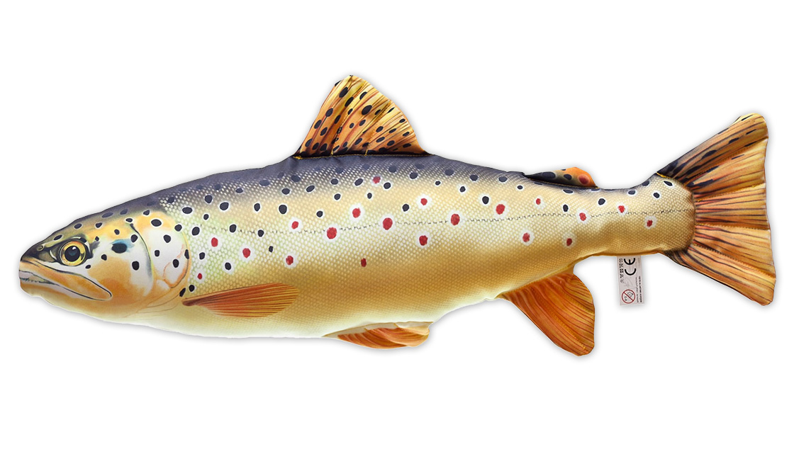 Oreiller de poisson Doudou truite de rivière 62cm