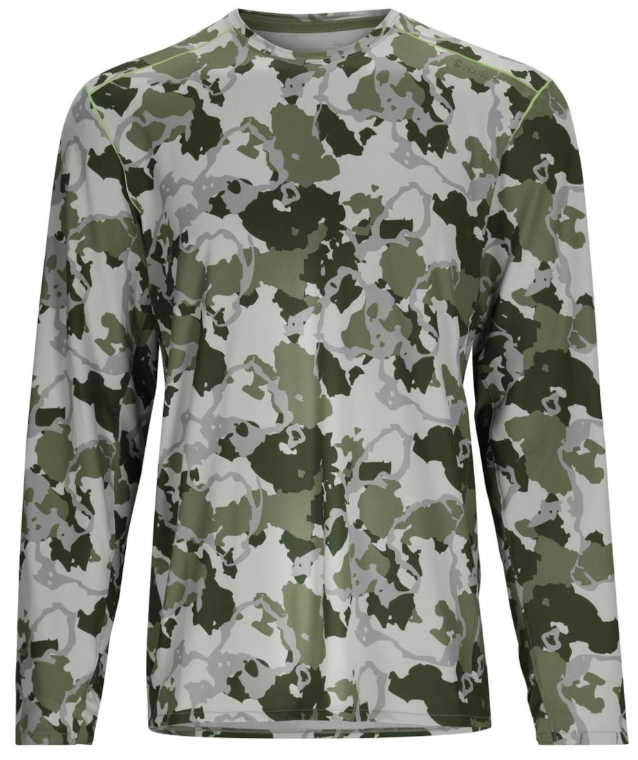Simms Solarflex Crew chemise à manches longues regiment camo clover