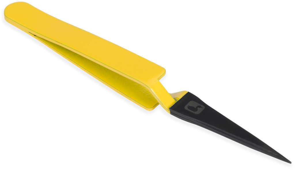 Loon Mini Straight D-Loop Tweezer - Yellow - Pince fine - droite