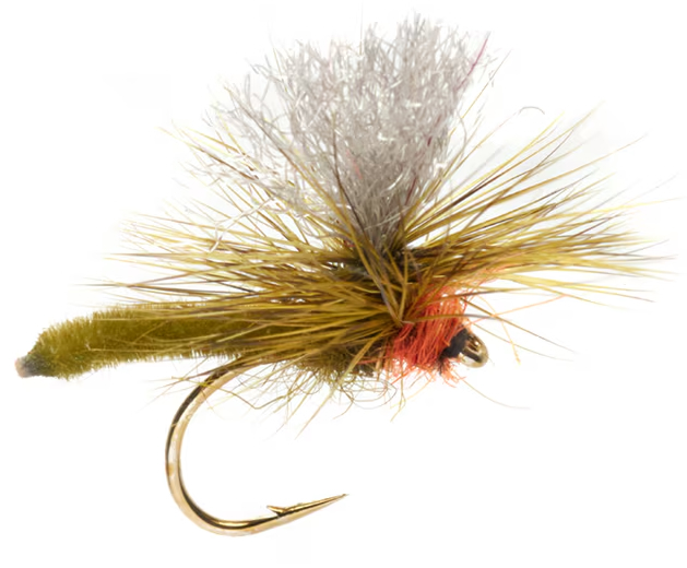 Fulling Mill Technical Dryfly Jackie's Olive & Orange Palomino Parachute #14 Mouche sèche