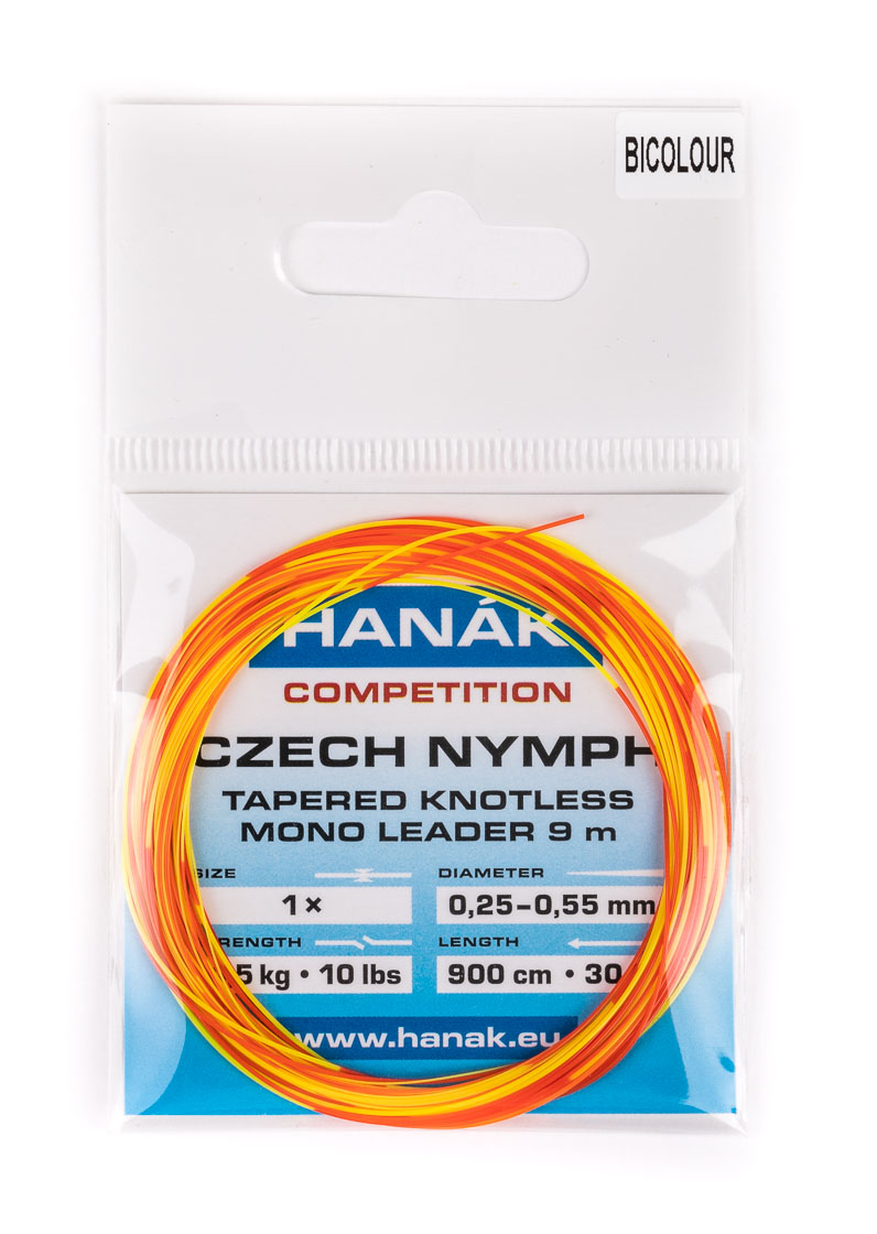 Hanak Czech Nymph Leader Bas de ligne nymphes bicolore 9,0m