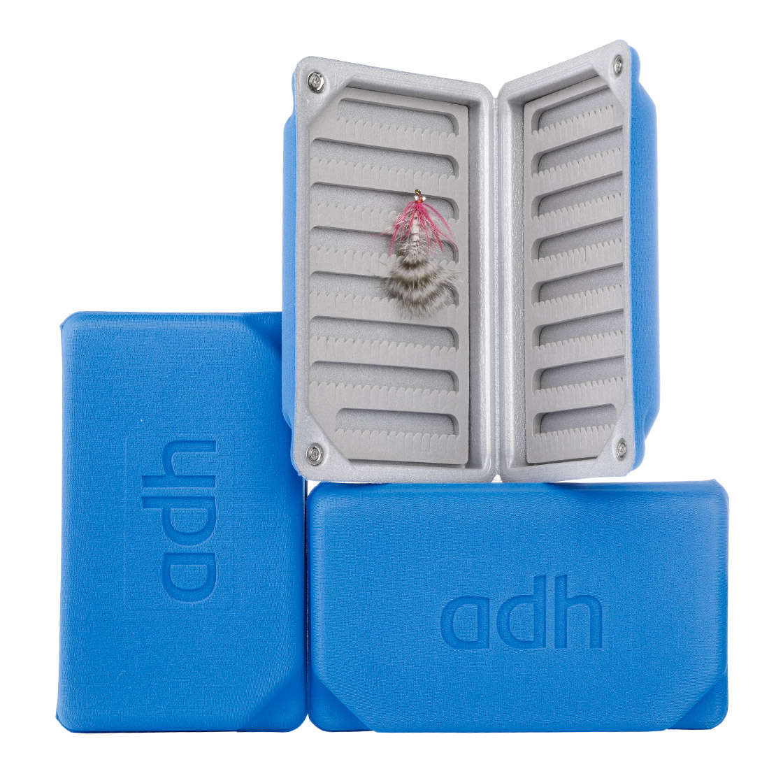 adh-fishing Foam Fly Box Boîte à mouches Large Ultralight blue