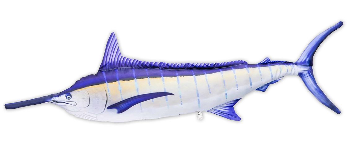 Coussin poisson doudou Blue Marlin 118cm