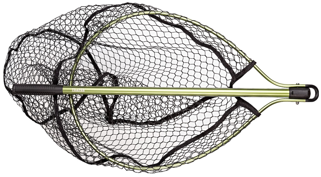 Traper Foldet Landing Net Epuisette pliante revêtue de silicone de 1,25 m avec filet de pêche