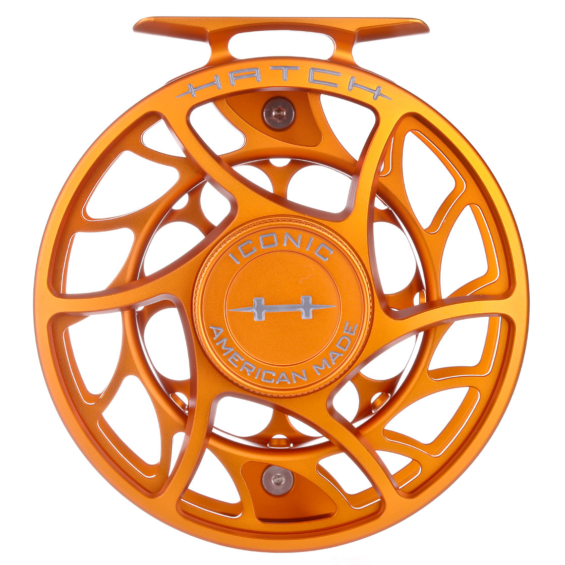 Hatch Iconic Fly Reel moulinets de mouche Large Arbor Limited Edition campfire orange