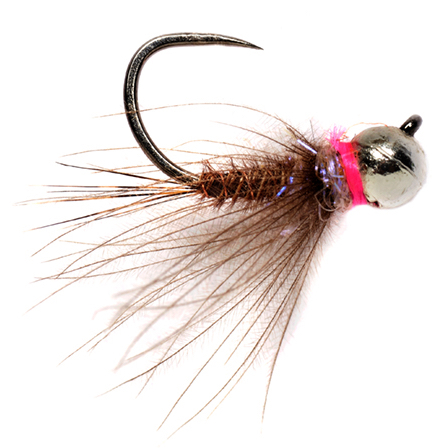 Fulling Mill Nymphes - CDC Hot Spot Pheasant Tail Jig Grayling Pink Barbless