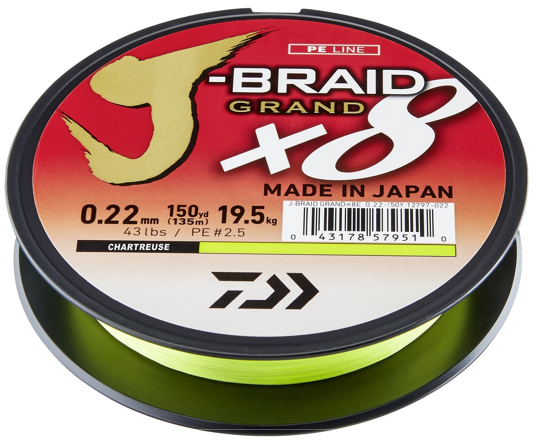 Daiwa J-Braid Grand X8E 135 m chartreuse 8 - fils tressés