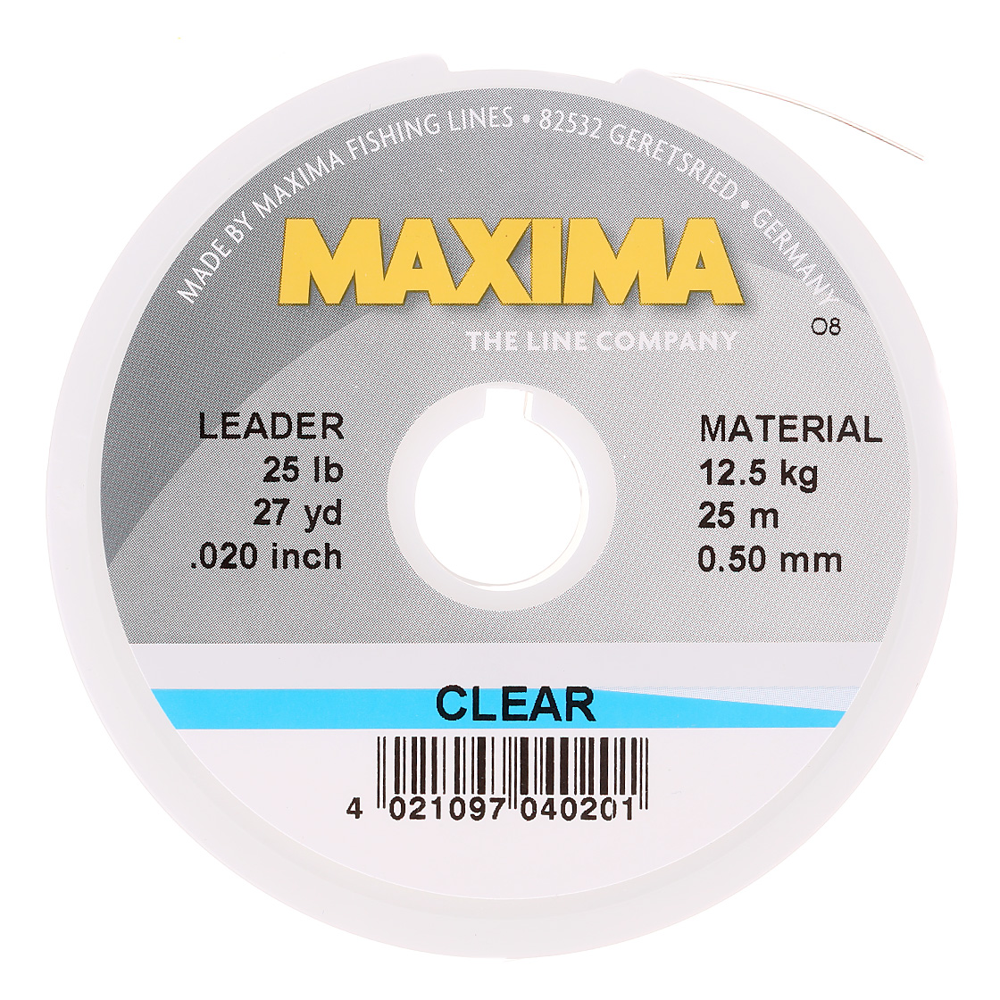 Maxima Mono Tippet 25 m sur bobine Clear Transparent