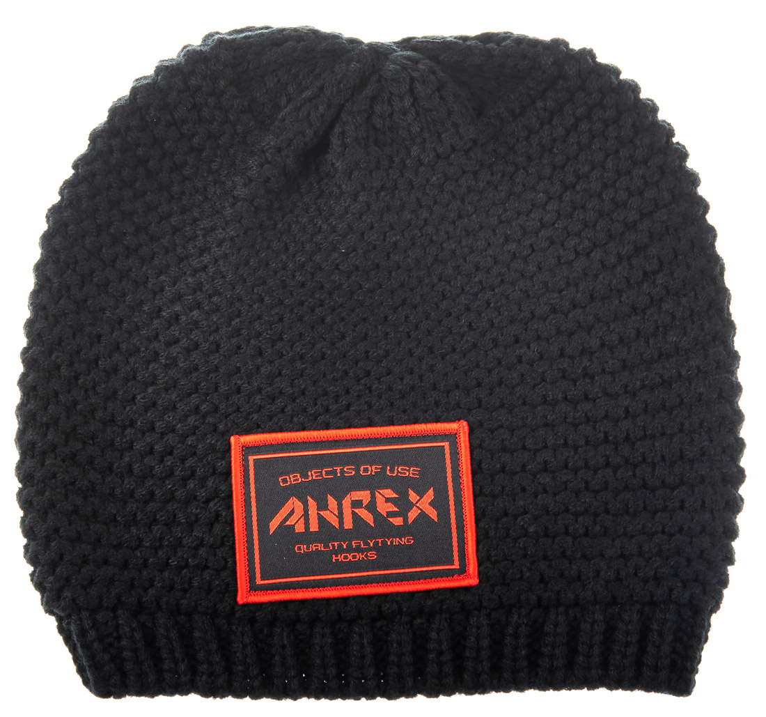 Ahrex Handknit Woven Patch bonnet noir