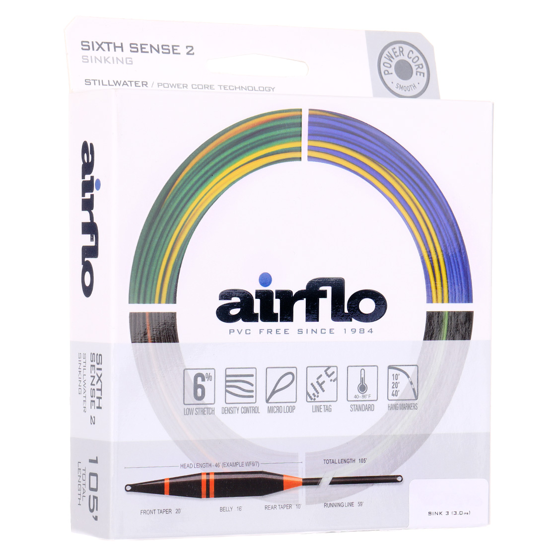 Airflo Sixth Sense 2 - Sink 3 Long Belly Distance ligne à mouche Dark Green