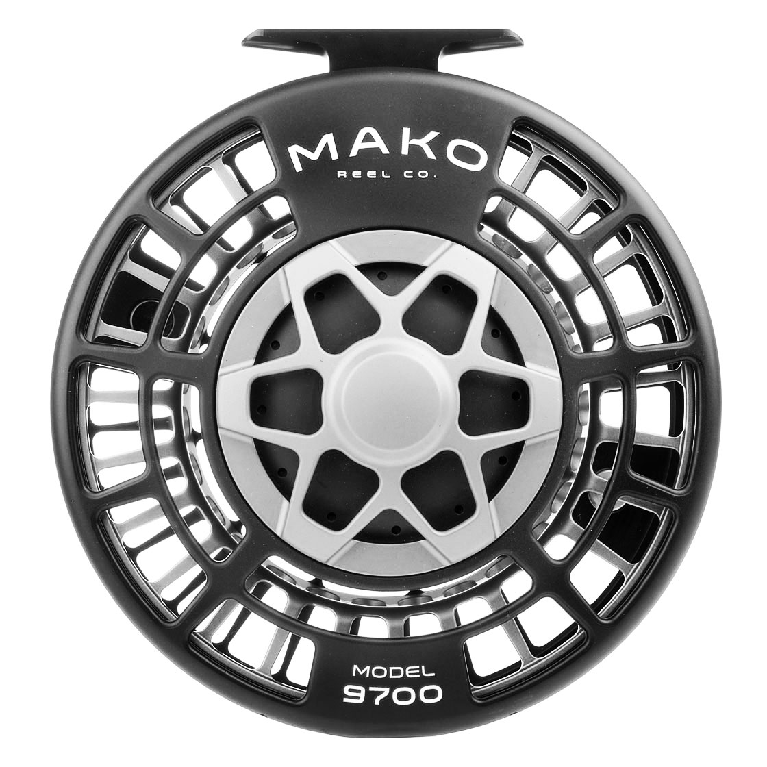 P-18959-3_mako_reel_matte_platinum-black_9700_front Mako Reel matte platinum on black Model 9700B
