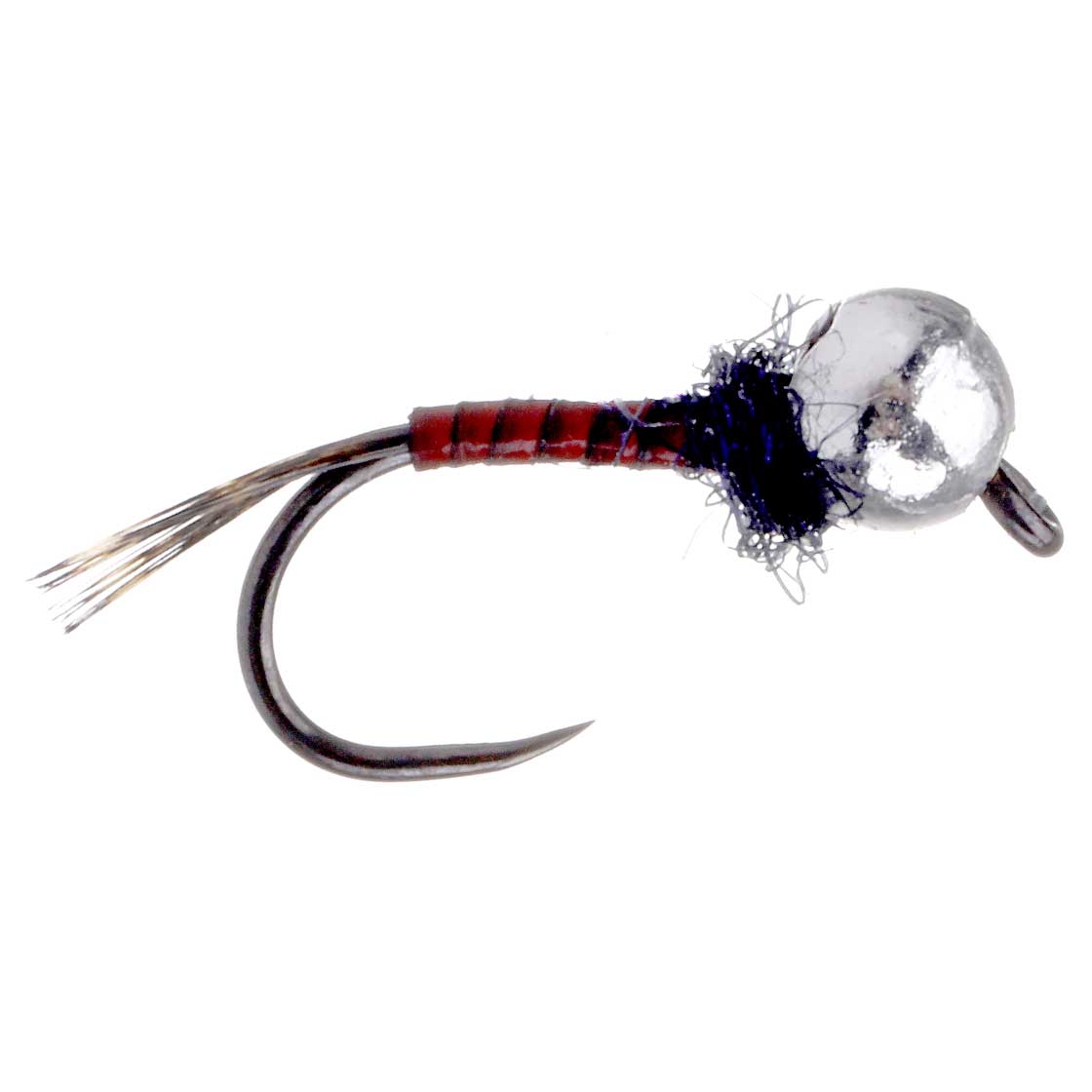 adh-fishing Nymphes - Hair Nymph Red Quill Special One Silver Tungsten Bead