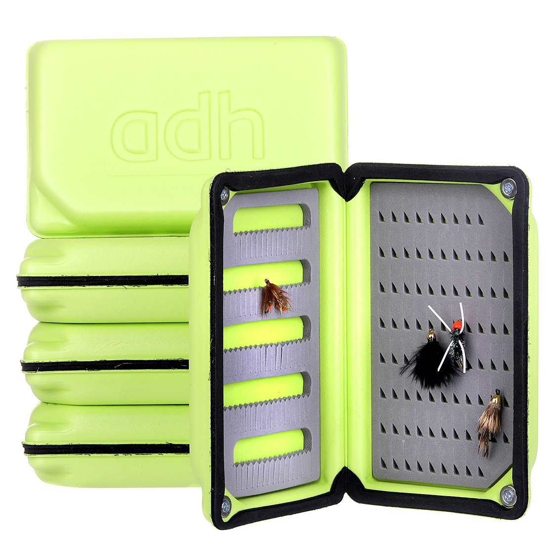 adh-fishing Foam Fly Box Boîte à mouches Medium Ultralight Rainproof chartreuse