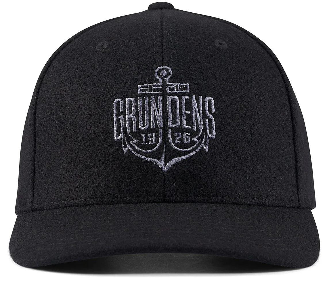 Grundéns Logo Anchor Wool Trucker Cap Black