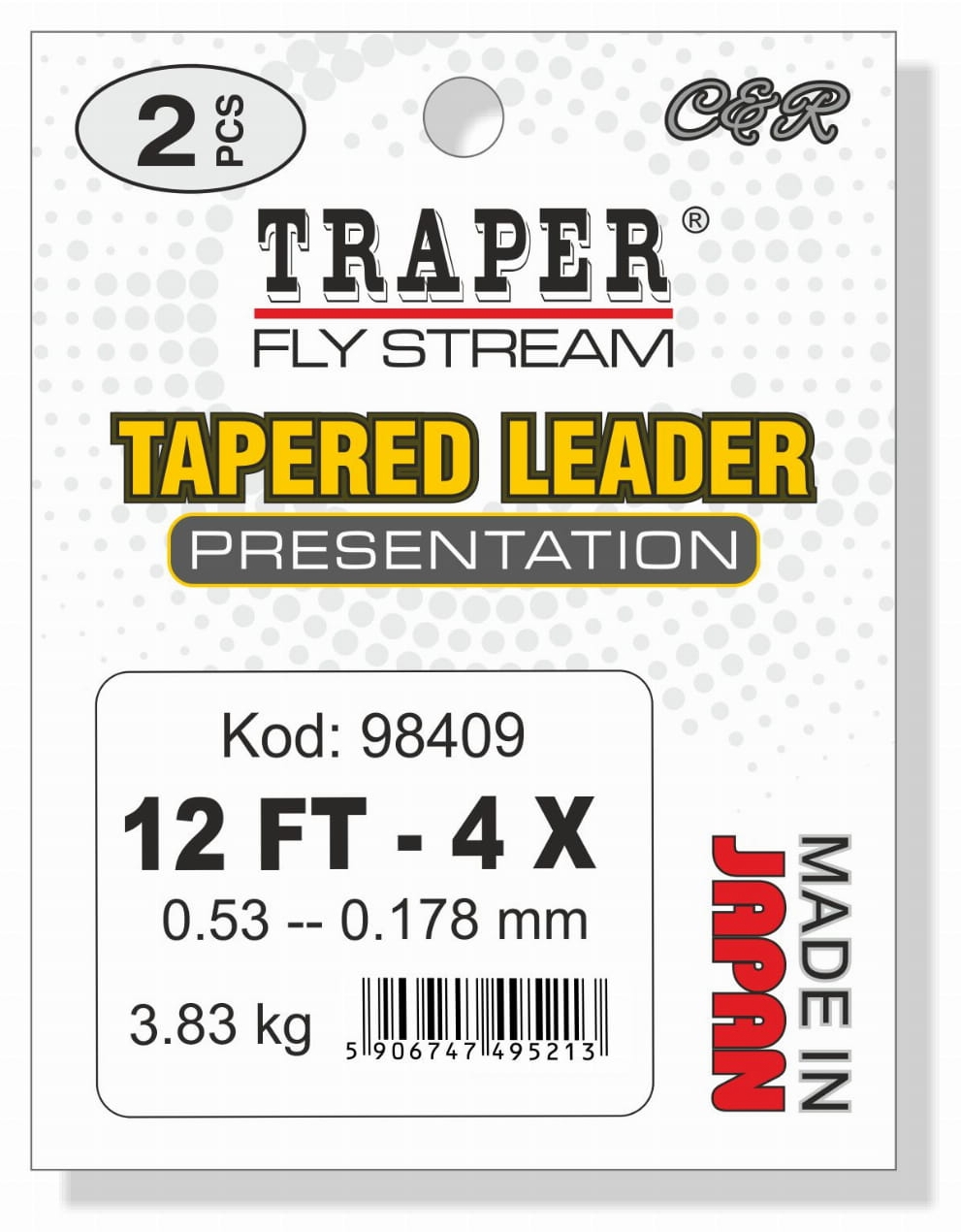 Traper Tapered leader 12 ft Presentation 2 pc Pack
