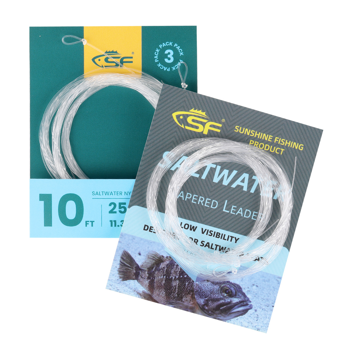 Sunshine Saltwater Tapered leader 10ft 3pcs Pack